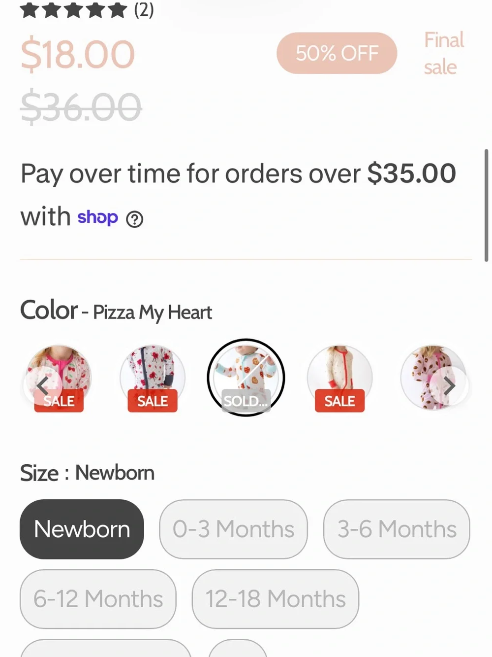 ISO Tiny Jams Pizza my Heart Zip-Up One-Piece- Newborn size